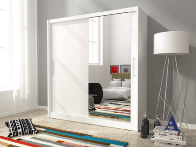 Maja I Sliding Door Wardrobe with Mirror 180cm in White