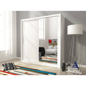 Maja I Sliding Door Wardrobe with Mirror 180cm in White