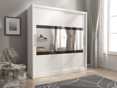 Maja IV Mirrored Sliding Door Wardrobe 180cm in White