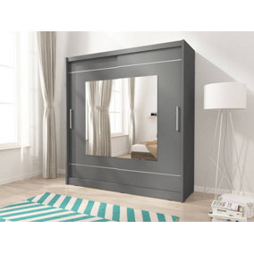 Maja IX Sliding Door Wardrobe with Mirror 180cm in Grey