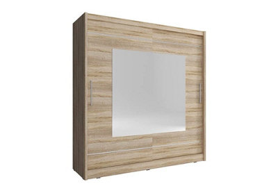 Maja IX Sliding Door Wardrobe with Mirror 180cm in Oak Sonoma