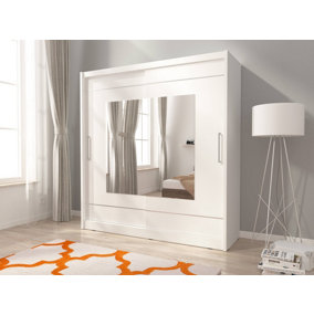 Maja IX Sliding Door Wardrobe with Mirror 180cm in White