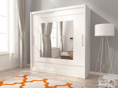 Maja IX Sliding Door Wardrobe with Mirror 200cm in White