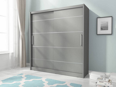 Maja Sliding Door Alu Wardrobe 200cm in Grey