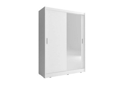 Maja Sliding Door Wardrobe with 1 Mirror 130cm in White