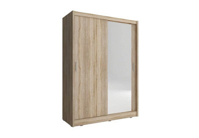 Maja Sliding Door Wardrobe with 1 Mirror 130cm Oak Sonoma