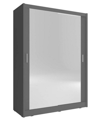 Maja Sliding Door Wardrobe with 2 Mirror 130cm in Grey