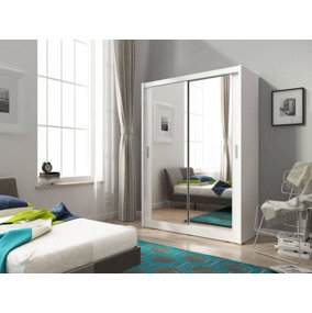 Maja Sliding Door Wardrobe with 2 Mirror 130cm in White