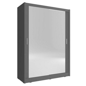 Maja Sliding Door Wardrobe with 2 Mirror 150cm in Grey