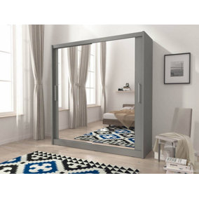 Maja VI Mirrored Sliding Door Wardrobe 180cm in Grey