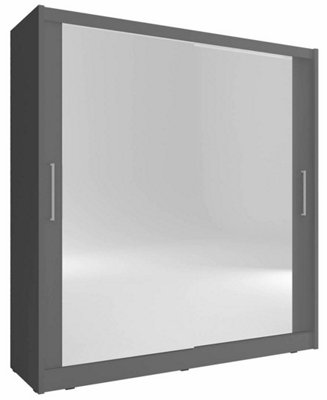 Maja VI Mirrored Sliding Door Wardrobe 200cm in Grey