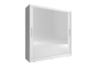 Maja VI Mirrored Sliding Door Wardrobe 200cm in White