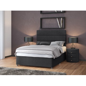 Majestic 1000 Pocket Sprung Charcoal Linen 2 Drawer Divan Set And Headboard Small Double