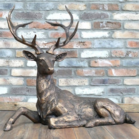 Majestic Giant Laying Stag Decoration Garden Ornament Outdoor Décor Garden Statue