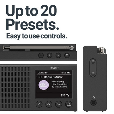 Majority Eddington Black Portable Rechargeable DAB +/FM Smart Bluetooth Radio