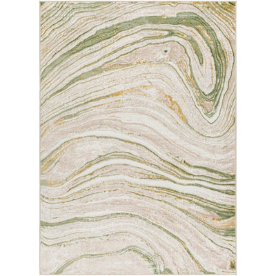 MAKAYLA Abstract Modern Marble Moss/Beige Area Rug 160 x 213 cm