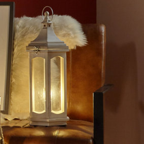 Make It A Home Atlas Whitewashed Lantern Table Lamp White