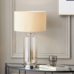 Make It A Home Belmont Natural Glass Ombre Linen Shade Table Lamp