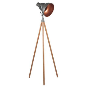 Make It A Home Blakely Brushed Copper Wood Film Inspired Floor Lamp