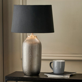 Make It A Home Casswell Silver & Black Textured Ceramic Table Lamp
