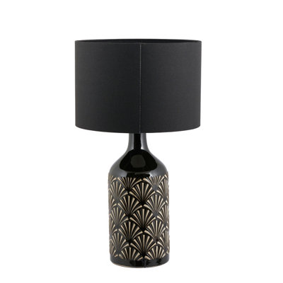 Make It A Home Danae Black Art Deco Fan Gloss Ceramic Table Lamp