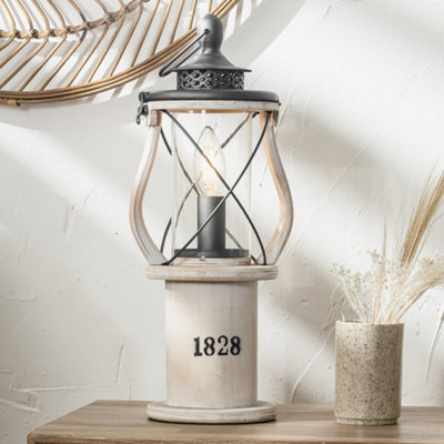 Make It A Home Dartmouth White Maritime Antique Style Oil Lantern Table