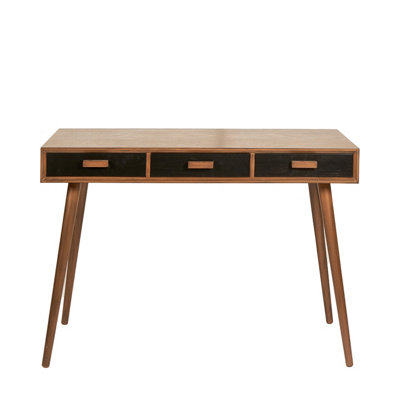 Make It A Home Elijah Retro Dark Pine 3-Drawer Desk