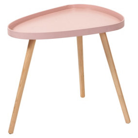 Make It A Home Ettore Matt Pink Lipped Pine Wood Leg Large Teardrop Side Table