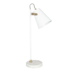 Make It A Home Fordham White & Brass Marble Base Task Table Lamp