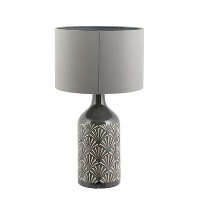 Make It A Home Grey Danae Art Deco Fan Gloss Ceramic Table Lamp