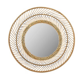 Make It A Home Indiana Burnt Effect Bamboo Woven Scandi Round Wall Mirror