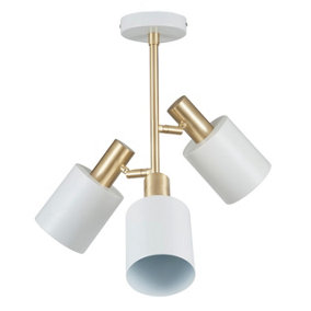 Make It A Home Iris White & Gold Retro Brushed Metal 3-Bulb Pendant Ceiling Light