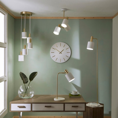 Make It A Home Iris White & Gold Retro Brushed Metal 3-Bulb Pendant Ceiling Light