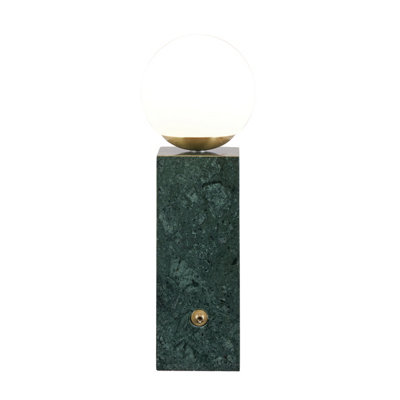 Make It A Home Kalimera Green & White Marble Orb Dimmer Table Lamp Forest