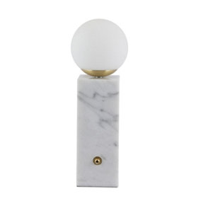 Make It A Home Kalimera White & Grey Marble Orb Dimmer Table Lamp