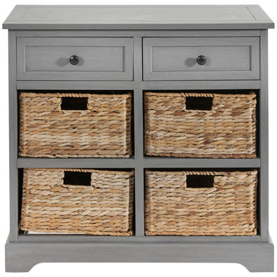 Make It A Home Kendal Grey Wood 2 Drawer 4 Basket Tall Unit