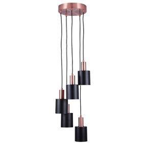 Make It A Home Linden Black & Copper Luxury 5-Bulb Statement Pendant Ceiling Light