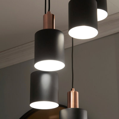 Make It A Home Linden Black & Copper Luxury 5-Bulb Statement Pendant Ceiling Light