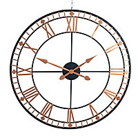 Make It A Home Livadia Black & Rose Gold Distressed Iron Framed Round Wall Clock