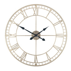 Make It A Home Livadia Gold Distressed Iron Framed Large Round Wall Clock