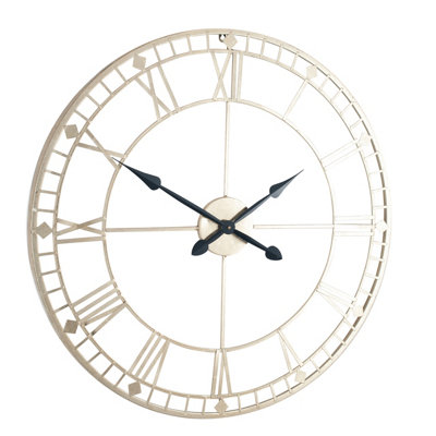 Make It A Home Livadia Gold Distressed Iron Framed Large Round Wall Clock