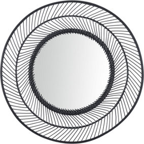 Make It A Home Lucerne Black Bamboo Small Round Wall Mirror