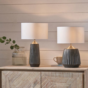Make It A Home Marcel Textured Stripe Ceramic Table Lamp