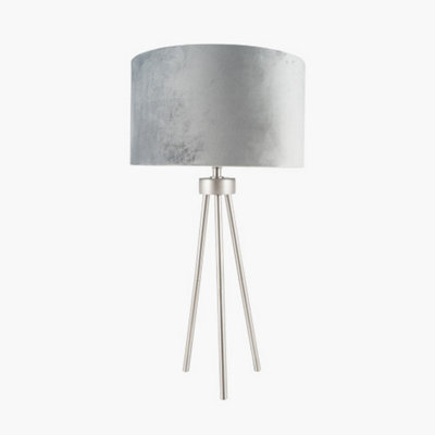 Make It A Home Maxime Silver & Grey Slim Leg Brushed Velvet Shade Table Lamp