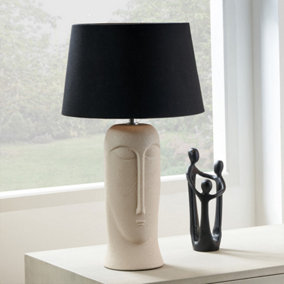 Make It A Home Maya Cream Textured Face Detailed Ceramic Table Lamp