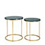 Make It A Home Milano Set of 2 Green Marble Gold Framed Side Tables