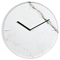 Make It A Home Modena White Marble Veneer Round Wall Clock