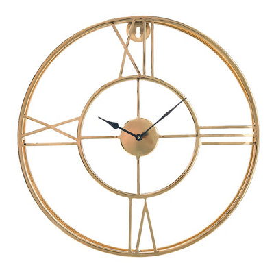 Make It A Home Neptune Gold Metal Double Framed Large Round Wall Clock ...
