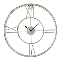 Make It A Home Neptune Silver Metal Double Framed Large Round Wall Clock