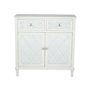 Make It A Home Olbia Ivory Mirrored Pine Wood 2-Drawer 2 Door Unit